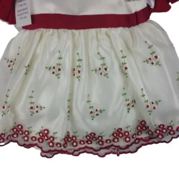 American Princess Floral Red and Ivory Dress Size 6M - Picture 9 of 12